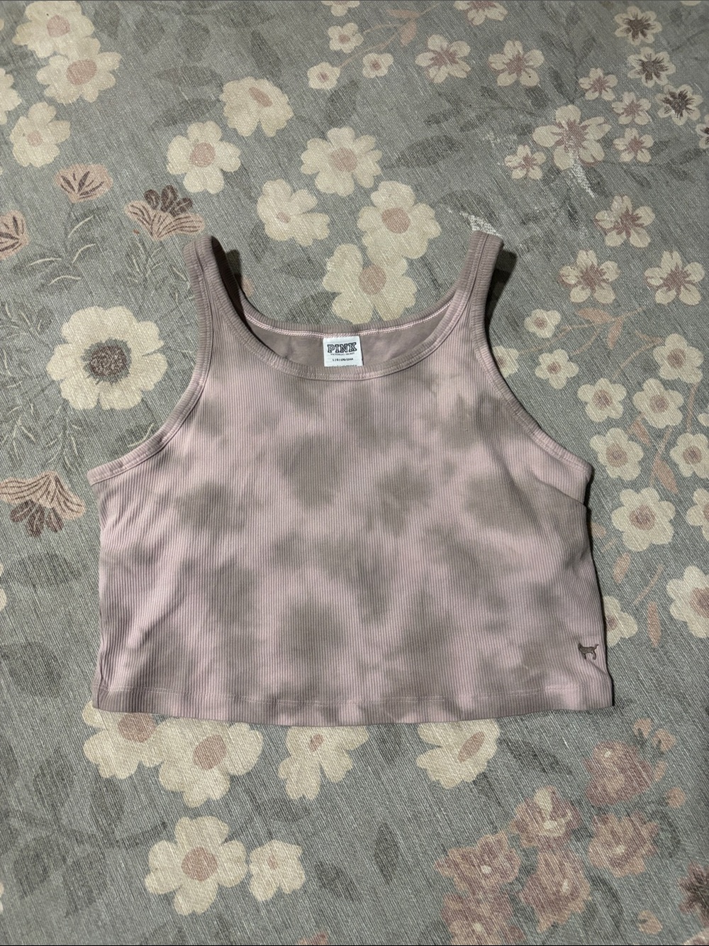 PINK Victoria's Secret Mauve Tie-Dye Ribbed Crop Tank